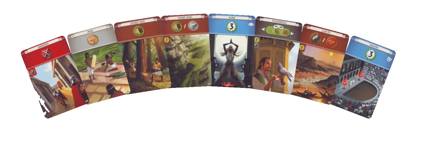 A hand of seven cards, fanned out